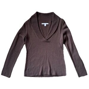 Old Navy Brown Classic Collared V-Neck Lightweight Knit Sweater Size Small